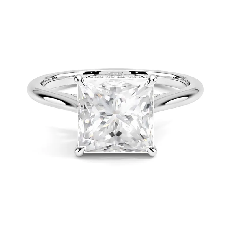 Solitaire Princess Cut Engagement Ring With Hidden Halo sold by MSBLUE Jewelry