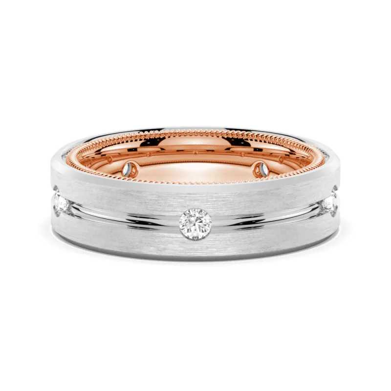 7.5mm Two Tone Matte Finish Moissanite Men's Wedding Band sold by MSBLUE Jewelry