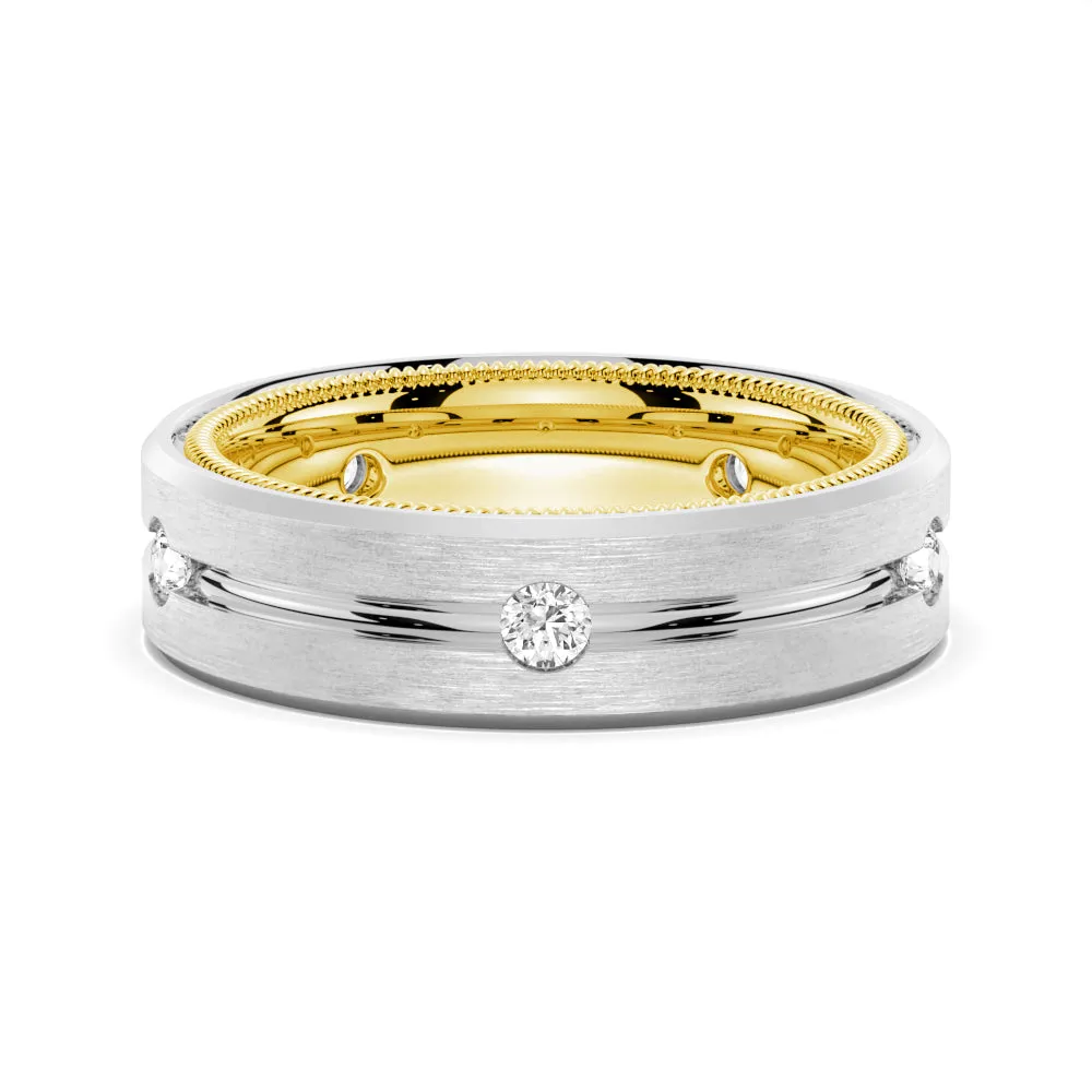 7.5mm Two Tone Matte Finish Moissanite Men's Wedding Band sold by MSBLUE Jewelry product image thumbnail 3