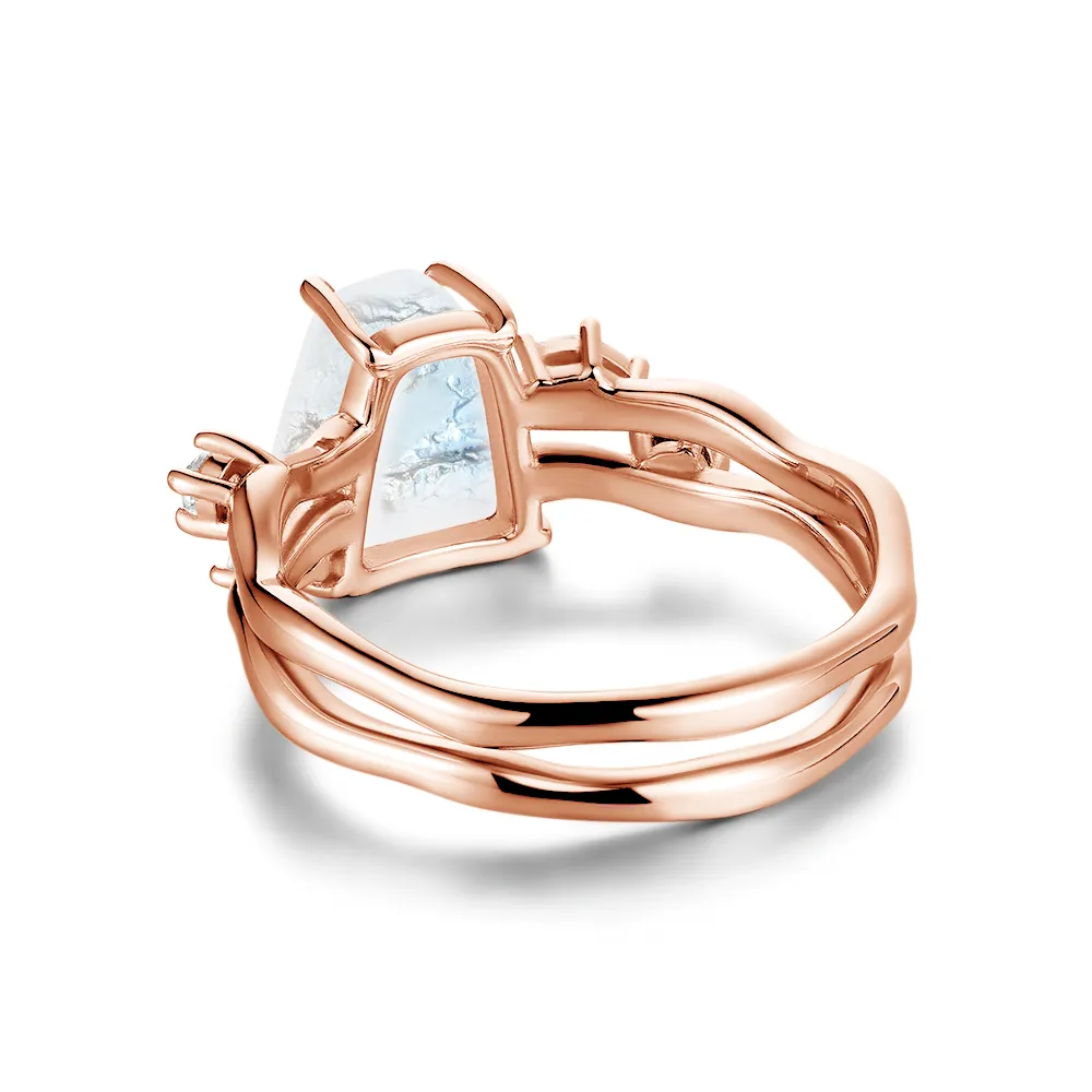 Raw Moonstone And White Sapphire Ring With Winding Bands sold by MSBLUE Jewelry product image thumbnail 4