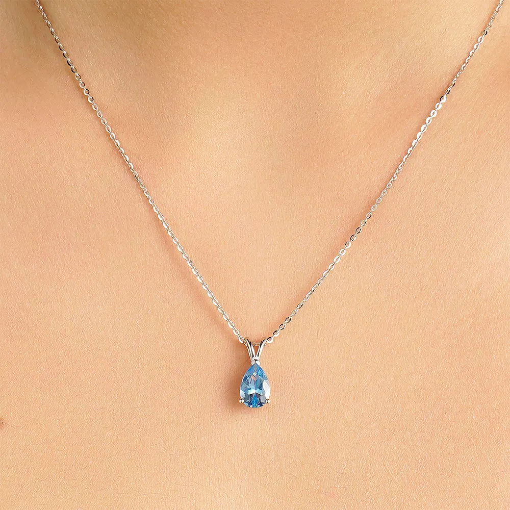 1.5 CT. Pear Shaped Aquamarine Solitaire Pendant sold by MSBLUE Jewelry product image thumbnail 3