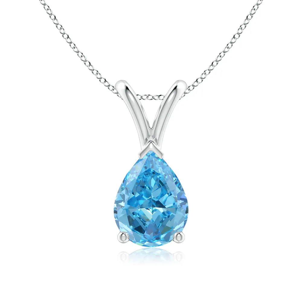 1.5 CT. Pear Shaped Aquamarine Solitaire Pendant sold by MSBLUE Jewelry