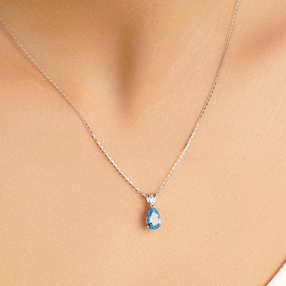 1.5 CT. Pear Shaped Aquamarine Solitaire Pendant sold by MSBLUE Jewelry product image thumbnail 5