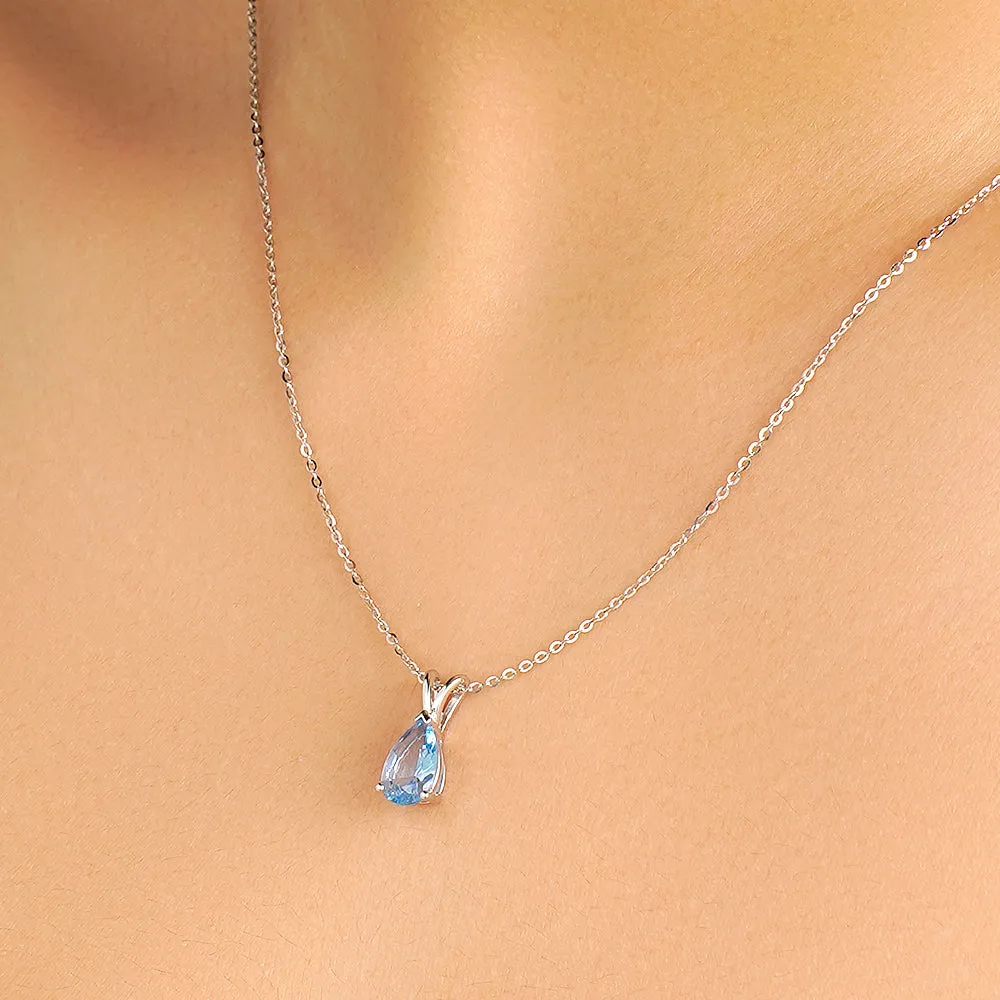 1.5 CT. Pear Shaped Aquamarine Solitaire Pendant sold by MSBLUE Jewelry product image thumbnail 4