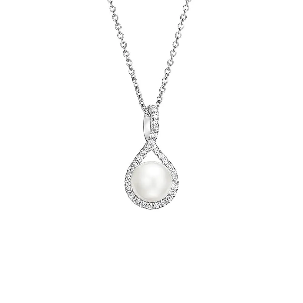 8mm Pavé Twist Freshwater Cultured Pearl Pendant sold by MSBLUE Jewelry