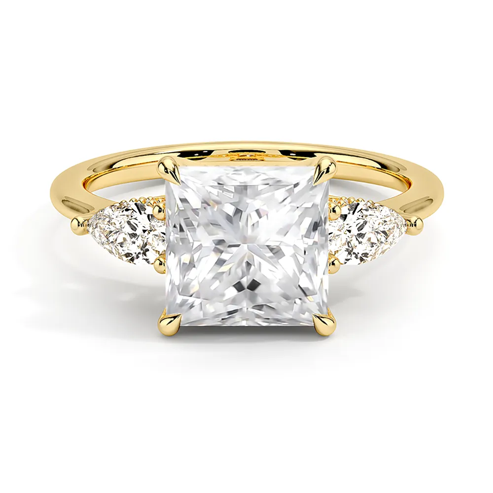 Princess Cut Three Stone Engagement Ring With Hidden Halo sold by MSBLUE Jewelry product image thumbnail 2