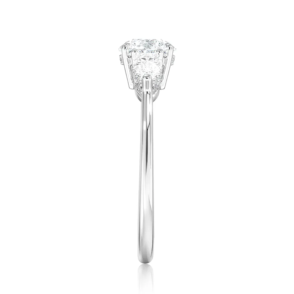 Princess Cut Three Stone Engagement Ring With Hidden Halo sold by MSBLUE Jewelry product image thumbnail 5