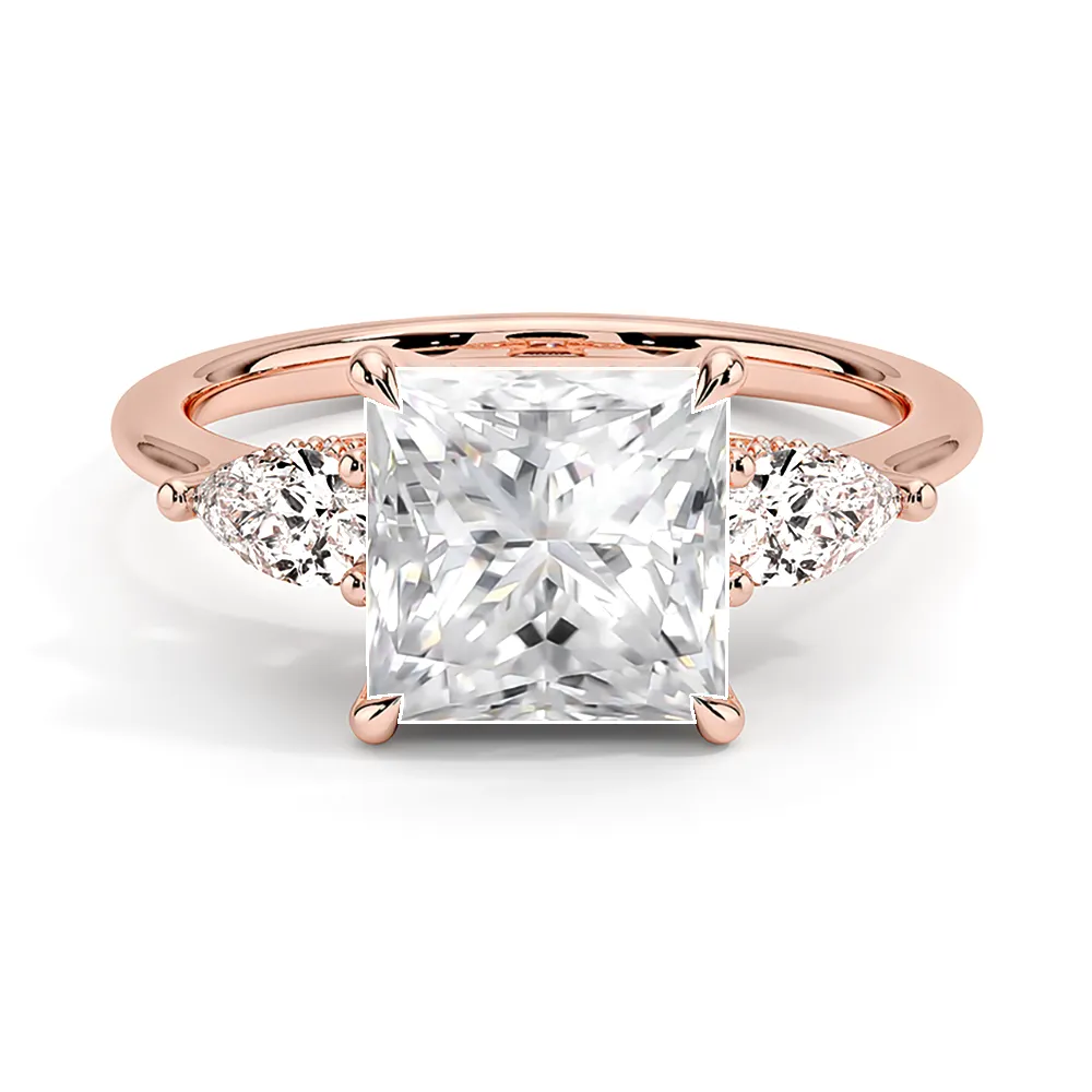 Princess Cut Three Stone Engagement Ring With Hidden Halo sold by MSBLUE Jewelry product image thumbnail 3