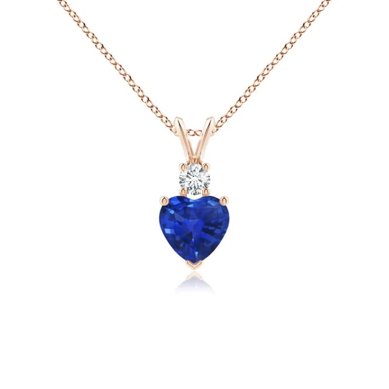 1.8 CT. Heart Blue Sapphire Solitaire Pendant with White Sapphire sold by MSBLUE Jewelry