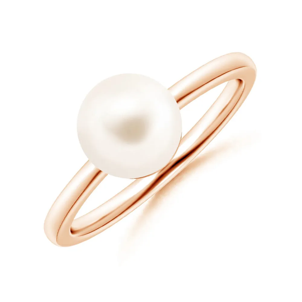 8mm Classic Freshwater Cultured Pearl Solitaire Ring sold by MSBLUE Jewelry product image thumbnail 3