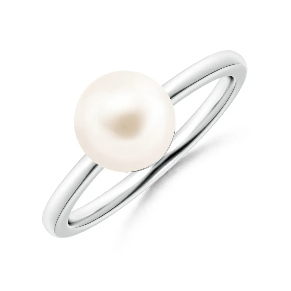 8mm Classic Freshwater Cultured Pearl Solitaire Ring sold by MSBLUE Jewelry