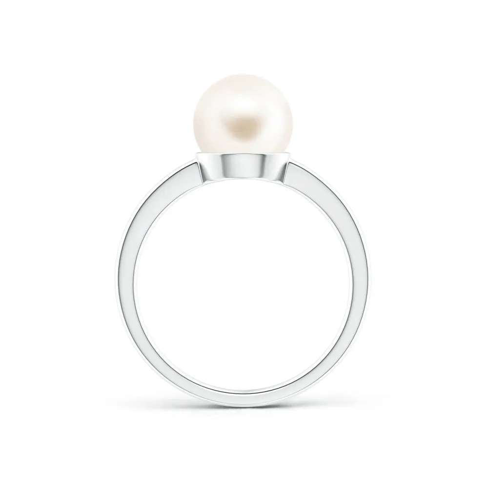 8mm Classic Freshwater Cultured Pearl Solitaire Ring sold by MSBLUE Jewelry product image thumbnail 4