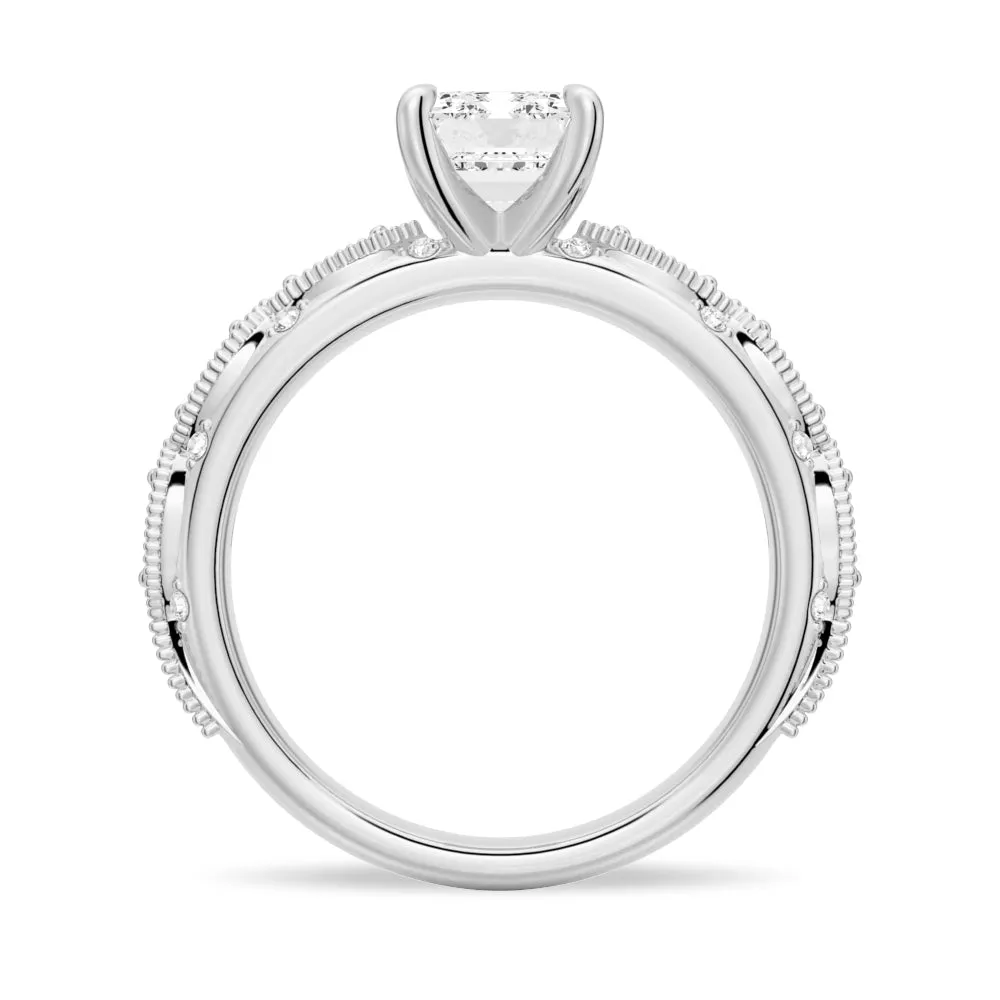 Vintage Infinity Milgrain Emerald Cut Moissanite Engagement Ring sold by MSBLUE Jewelry product image thumbnail 5