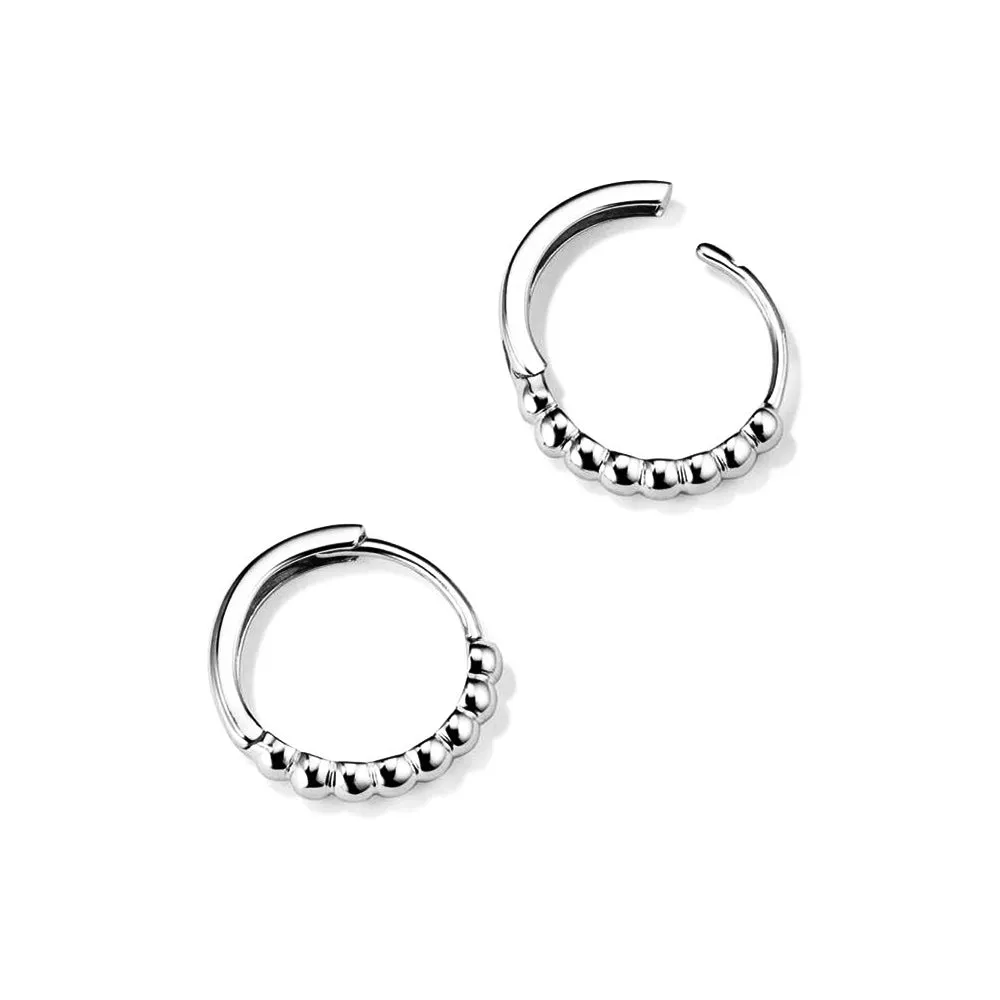 Classic Beaded Huggie Hoop Earrings sold by MSBLUE Jewelry product image thumbnail 4