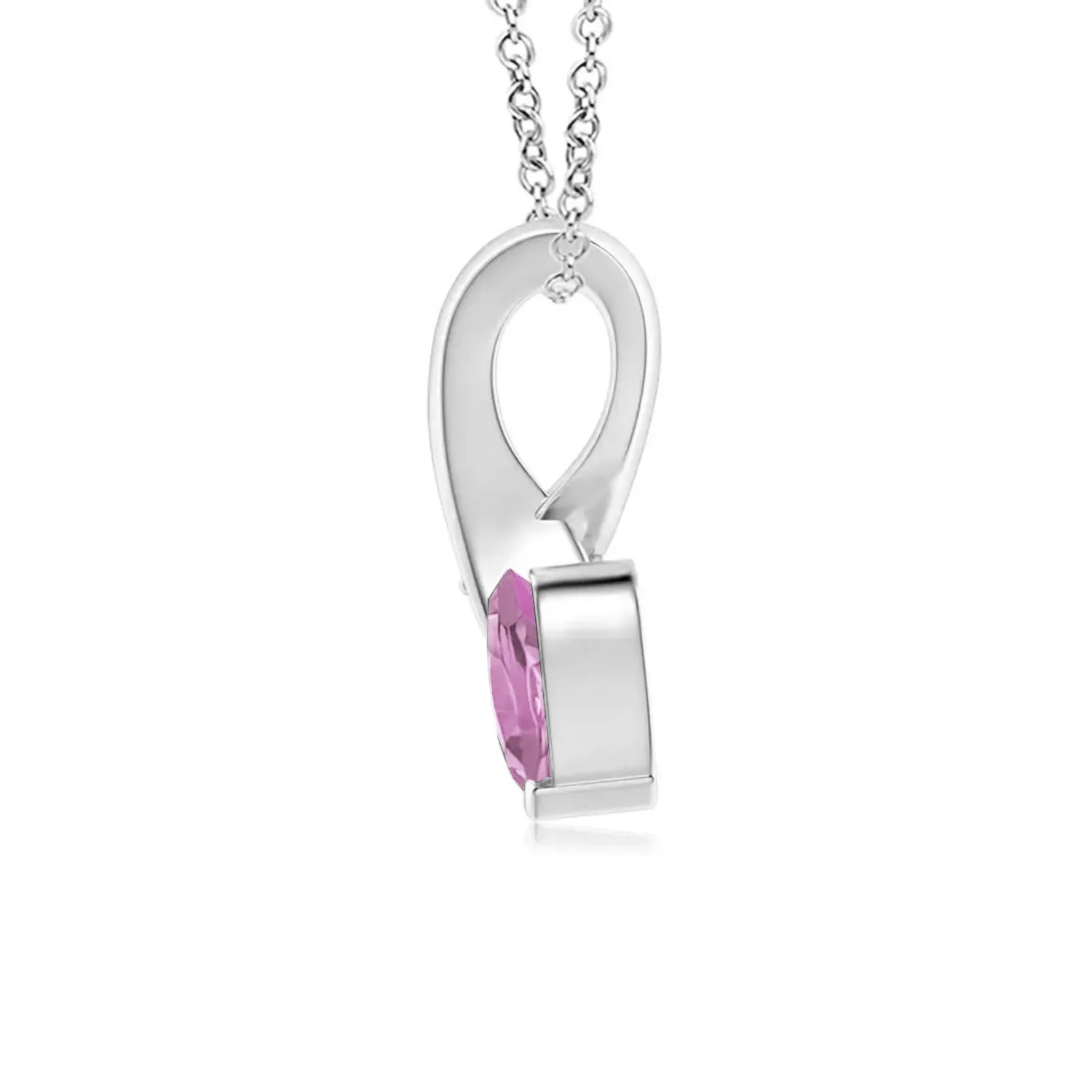 1 CT. Heart-Shaped Pink Sapphire Ribbon Pendant with Diamond sold by MSBLUE Jewelry product image thumbnail 2