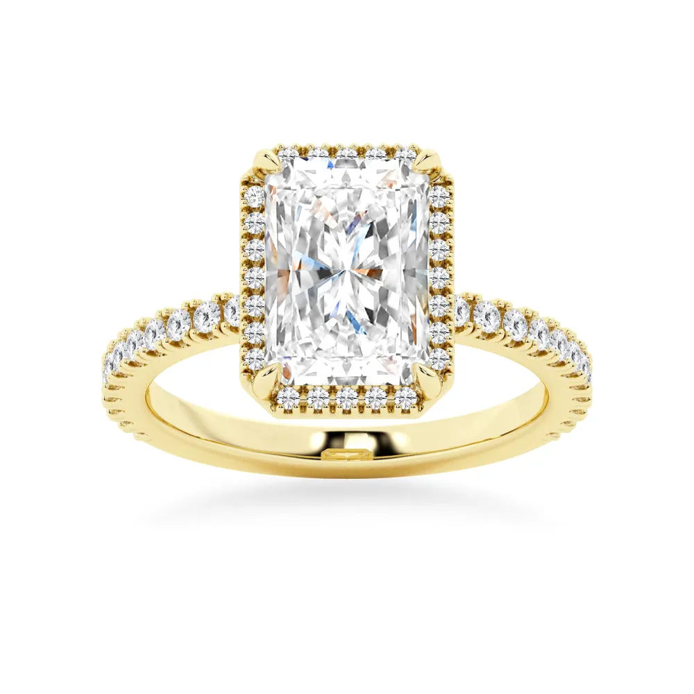 Half Eternity Radiant Cut Moissanite Halo Engagement Ring sold by MSBLUE Jewelry product image thumbnail 2