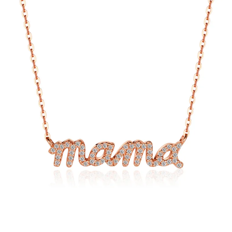 "MAMA" Moissanite Diamond Pave Necklace Pendant sold by MSBLUE Jewelry