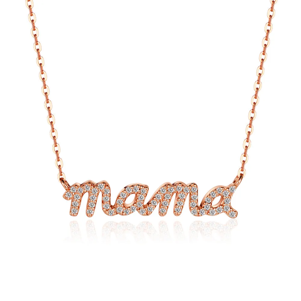 "MAMA" Moissanite Pave Necklace Pendant sold by MSBLUE Jewelry