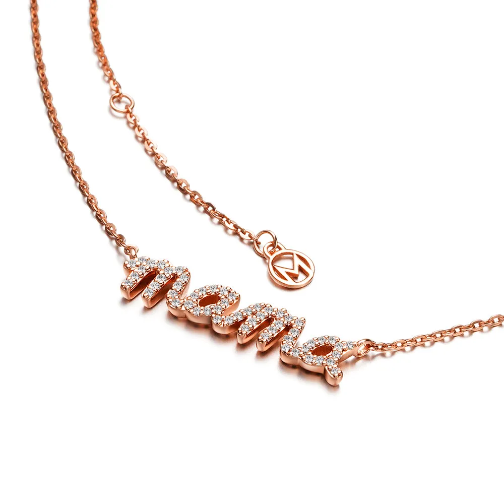 "MAMA" Moissanite Pave Necklace Pendant sold by MSBLUE Jewelry product image thumbnail 2