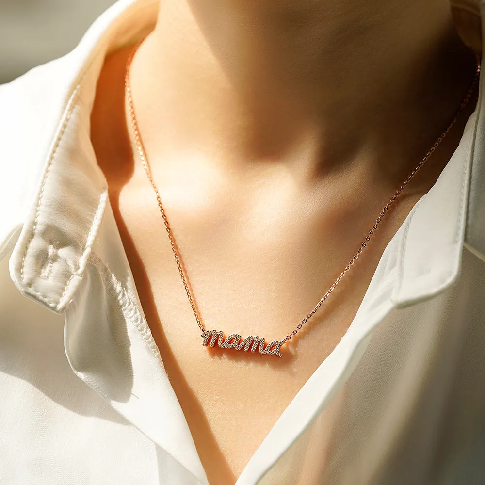 "MAMA" Moissanite Pave Necklace Pendant sold by MSBLUE Jewelry product image thumbnail 4