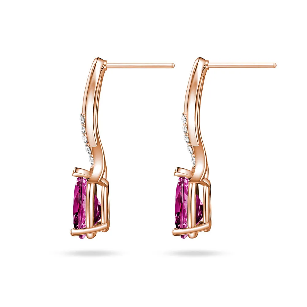 "You Are Supported And Protected" Pink Sapphire Earrings With Pavé Ribbon sold by MSBLUE Jewelry product image thumbnail 2