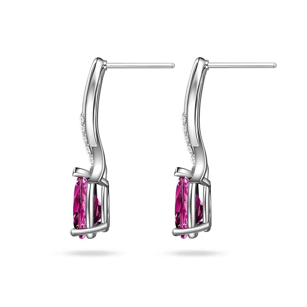 "You Are Supported And Protected" Pink Sapphire Earrings With Pavé Ribbon sold by MSBLUE Jewelry product image thumbnail 4