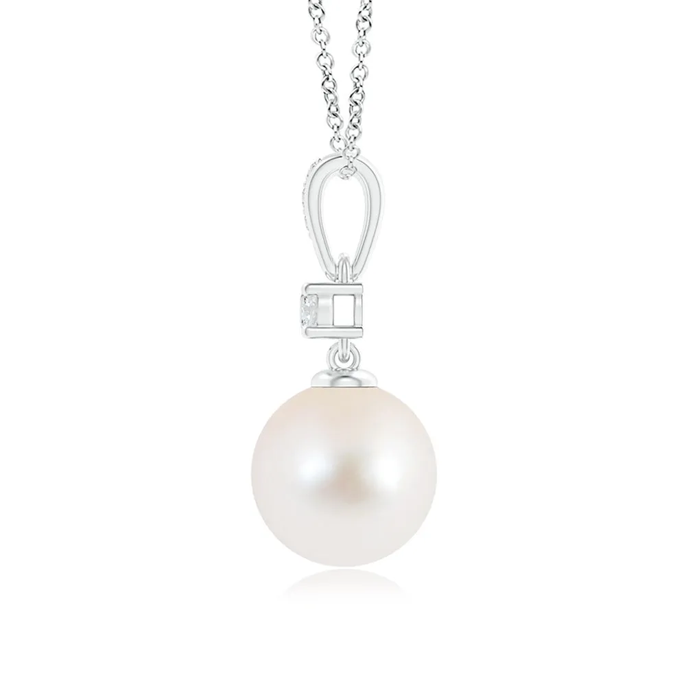 8mm Freshwater Cultured Pearl Drop Pendant with Moissanite sold by MSBLUE Jewelry product image thumbnail 4