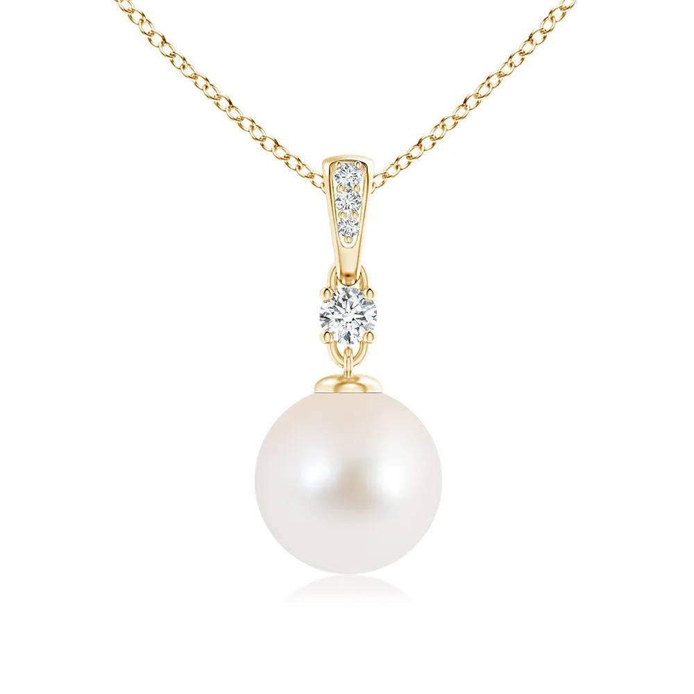 8mm Freshwater Cultured Pearl Drop Pendant with Moissanite sold by MSBLUE Jewelry product image thumbnail 2