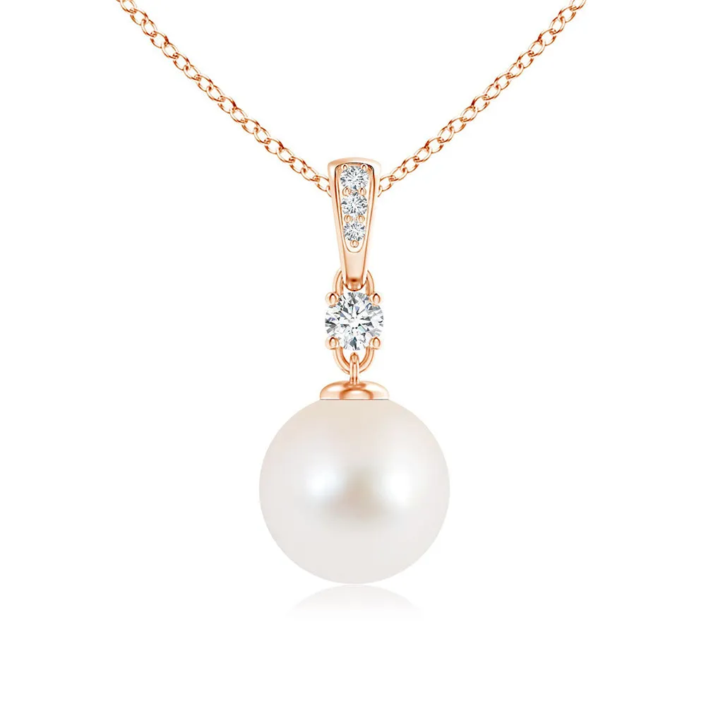 8mm Freshwater Cultured Pearl Drop Pendant with Moissanite sold by MSBLUE Jewelry product image thumbnail 3