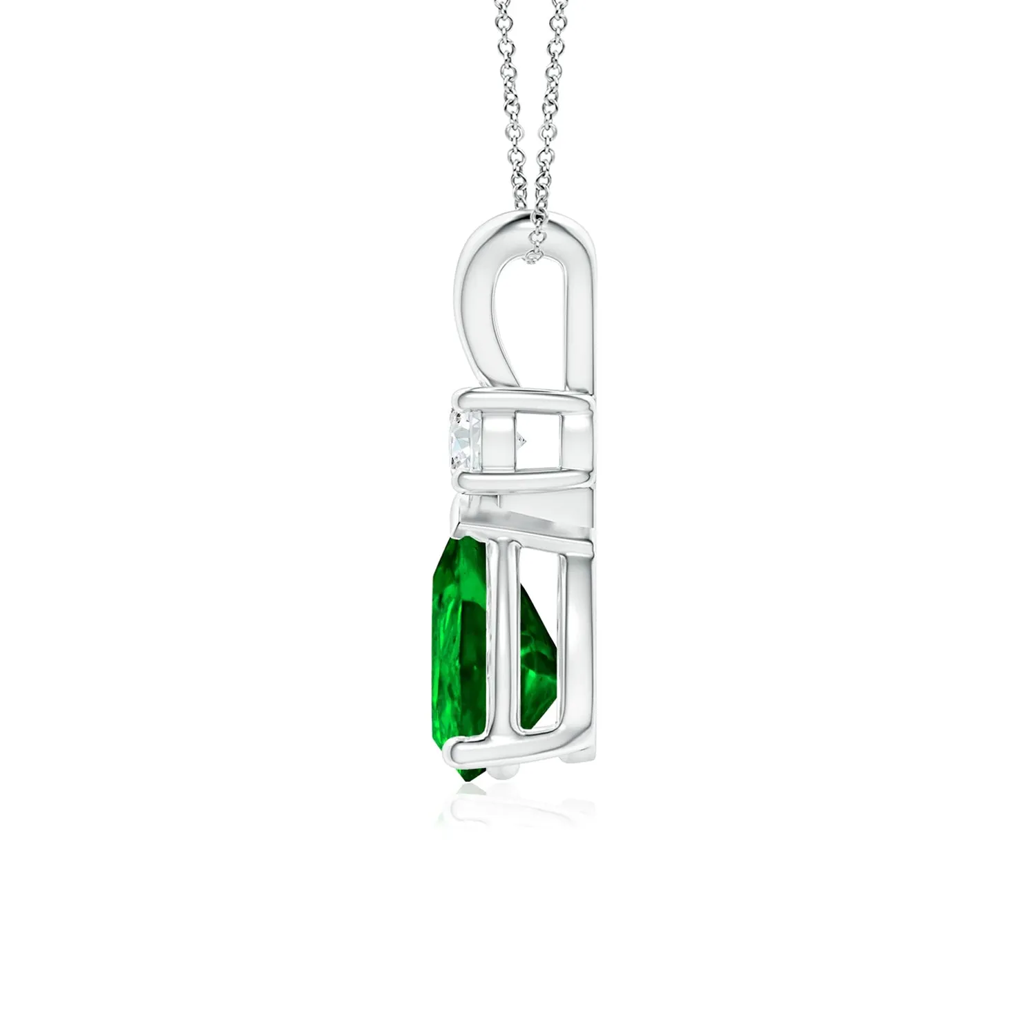 1 CT. Lab-Grown Emerald Pear Shape Pendant with Diamond sold by MSBLUE Jewelry product image thumbnail 2