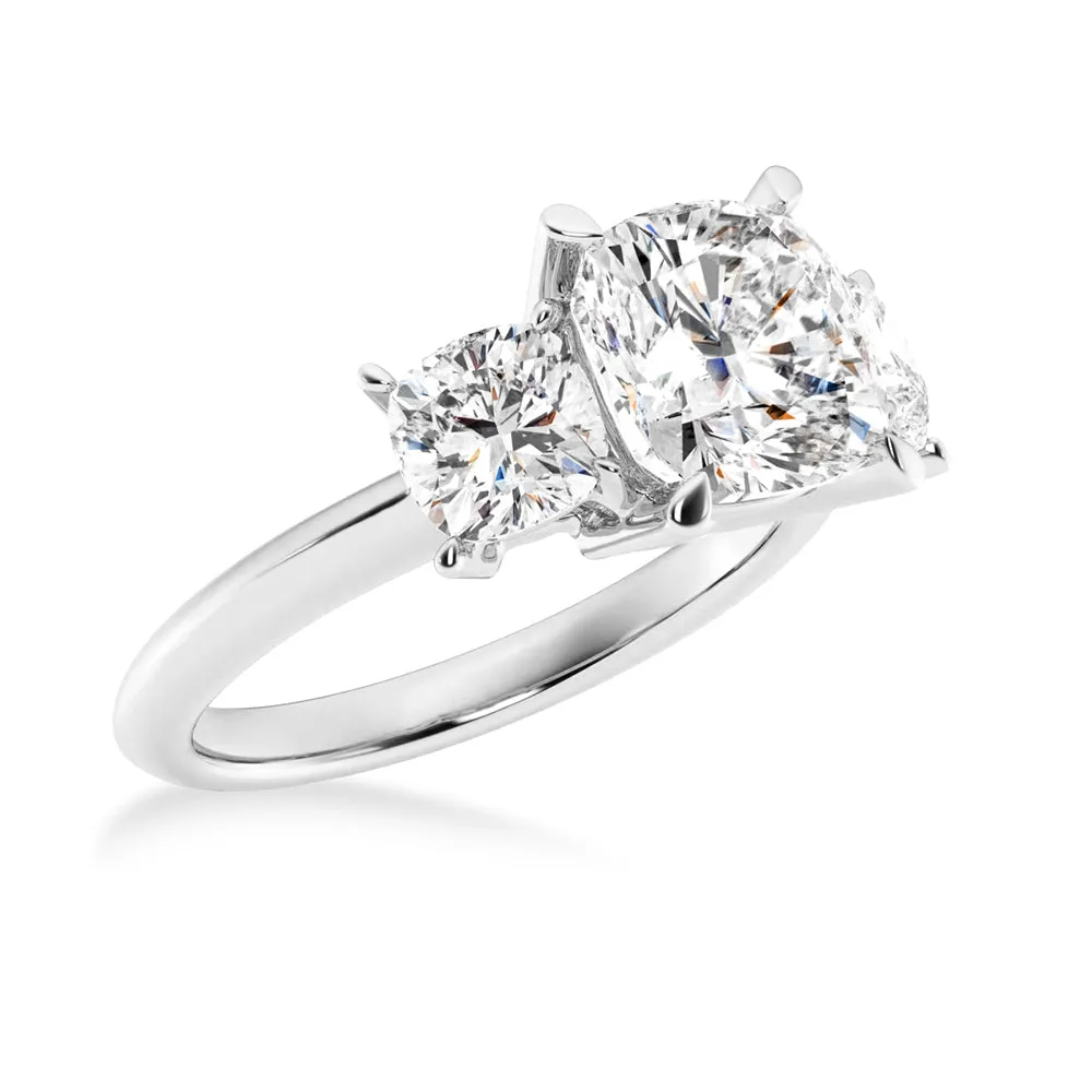 NEW Cushion Cut Three Stone Moissanite Engagement Ring sold by MSBLUE Jewelry product image thumbnail 4