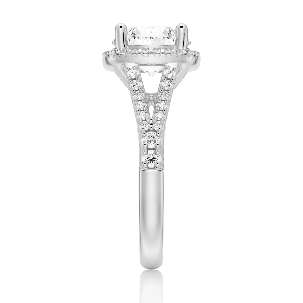 Halo Round Cut Engagement Ring With Split Shank sold by MSBLUE Jewelry product image thumbnail 5