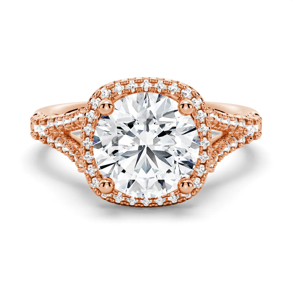 Halo Round Cut Engagement Ring With Split Shank sold by MSBLUE Jewelry product image thumbnail 3