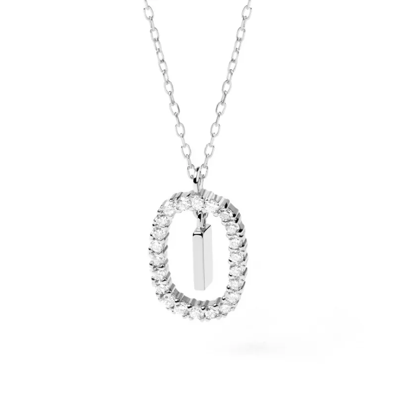 Moissanite Letter I Dangle Pendant Necklace sold by MSBLUE Jewelry