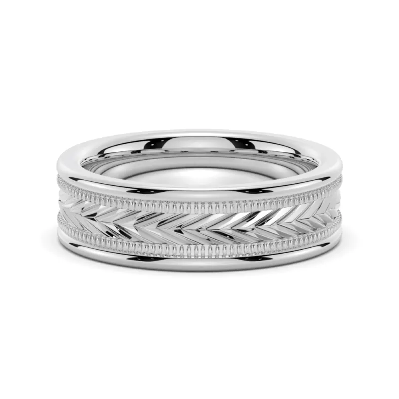 6mm Arrow Pattern Minimalist Men's Wedding Band sold by MSBLUE Jewelry