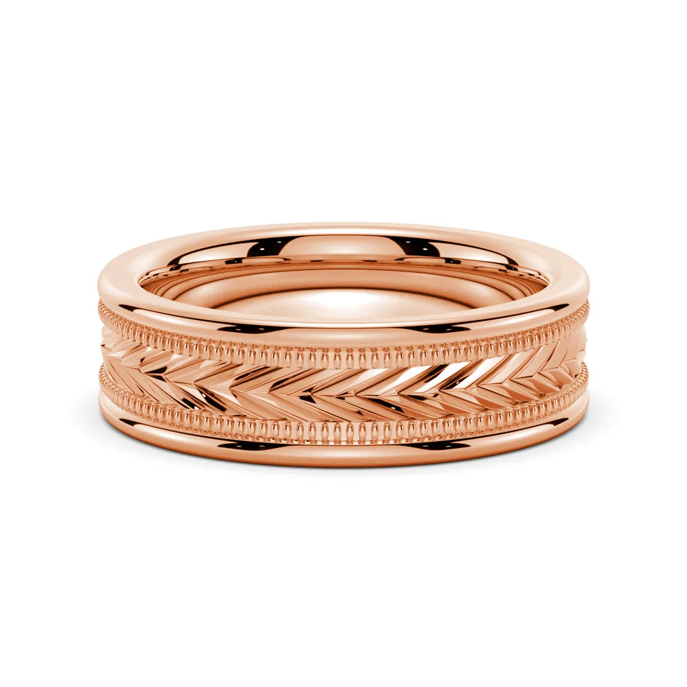 6mm Arrow Pattern Minimalist Men's Wedding Band sold by MSBLUE Jewelry product image thumbnail 3