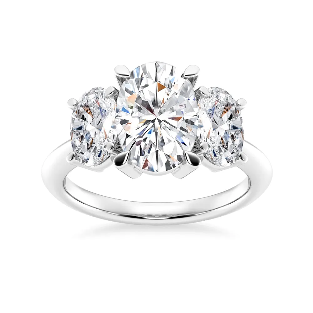 NEW Oval Cut Three Stone Moissanite Engagement Ring sold by MSBLUE Jewelry