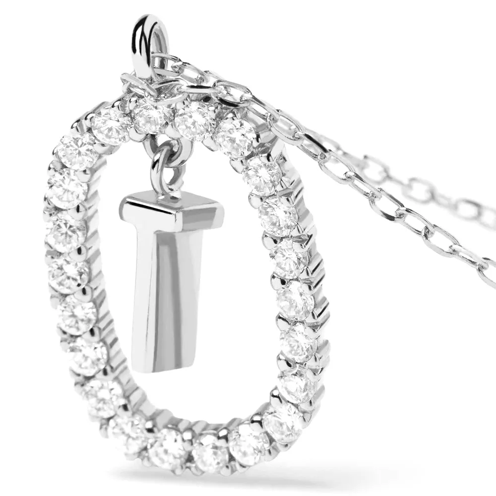 Moissanite Letter T Dangle Pendant Necklace sold by MSBLUE Jewelry product image thumbnail 4