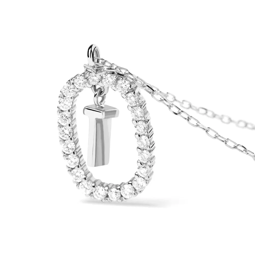 Moissanite Letter T Dangle Pendant Necklace sold by MSBLUE Jewelry product image thumbnail 3