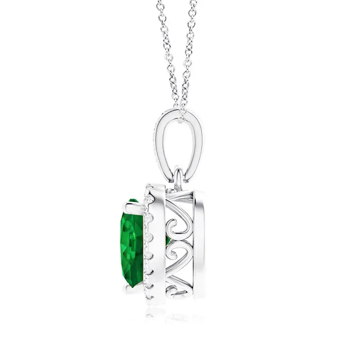 1.68 CT. Heart Emerald and White Sapphire Pendant sold by MSBLUE Jewelry product image thumbnail 4