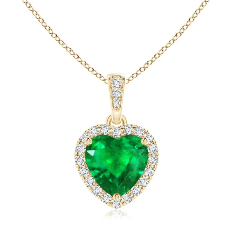 1.68 CT. Heart Emerald and White Sapphire Pendant sold by MSBLUE Jewelry