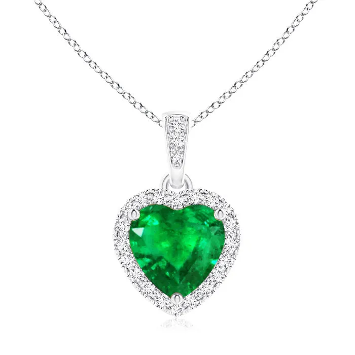 1.68 CT. Heart Emerald and White Sapphire Pendant sold by MSBLUE Jewelry product image thumbnail 3
