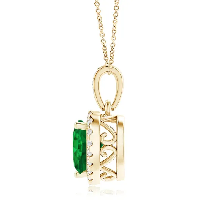 1.68 CT. Heart Emerald and White Sapphire Pendant sold by MSBLUE Jewelry product image thumbnail 2