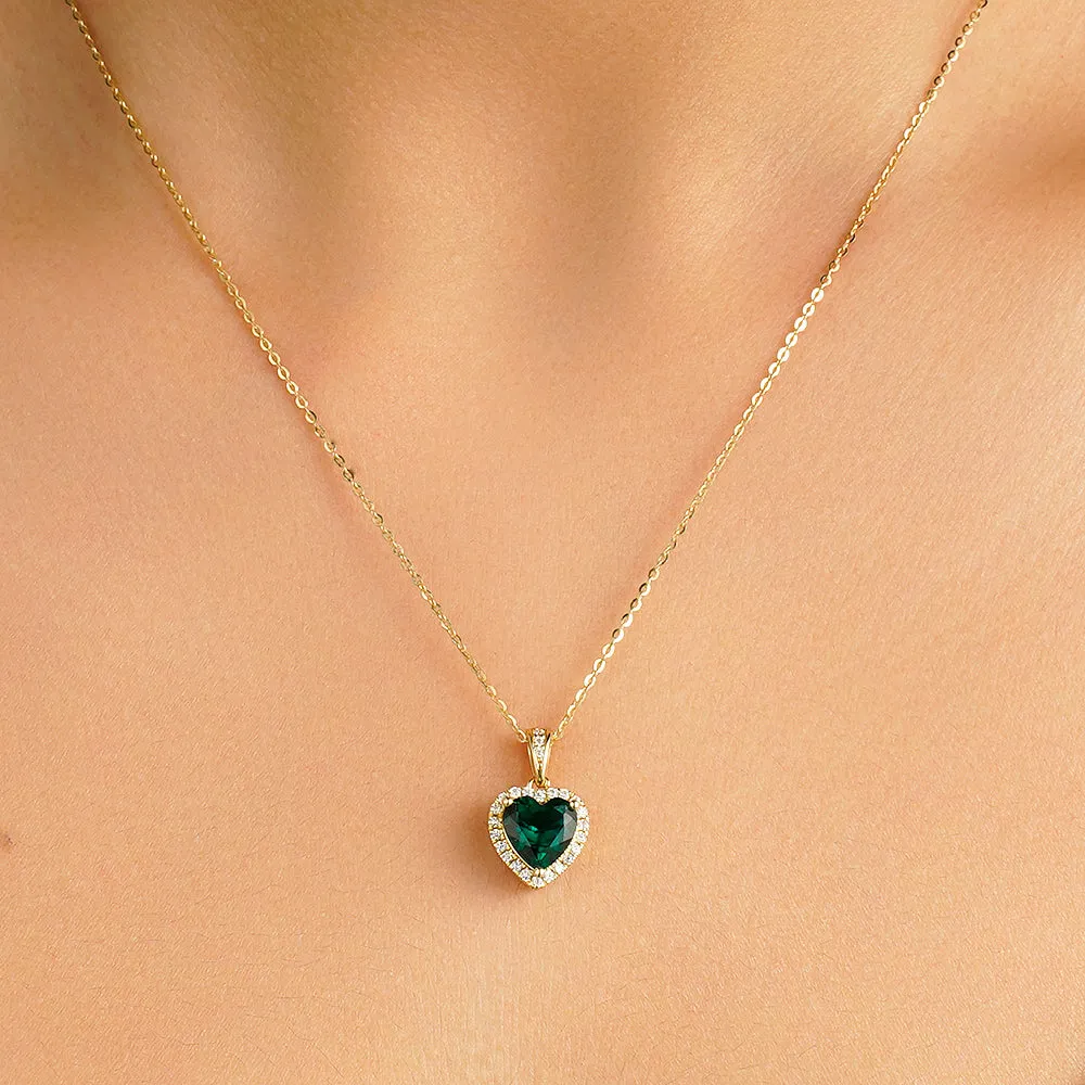 1.68 CT. Heart Emerald and White Sapphire Pendant sold by MSBLUE Jewelry product image thumbnail 5