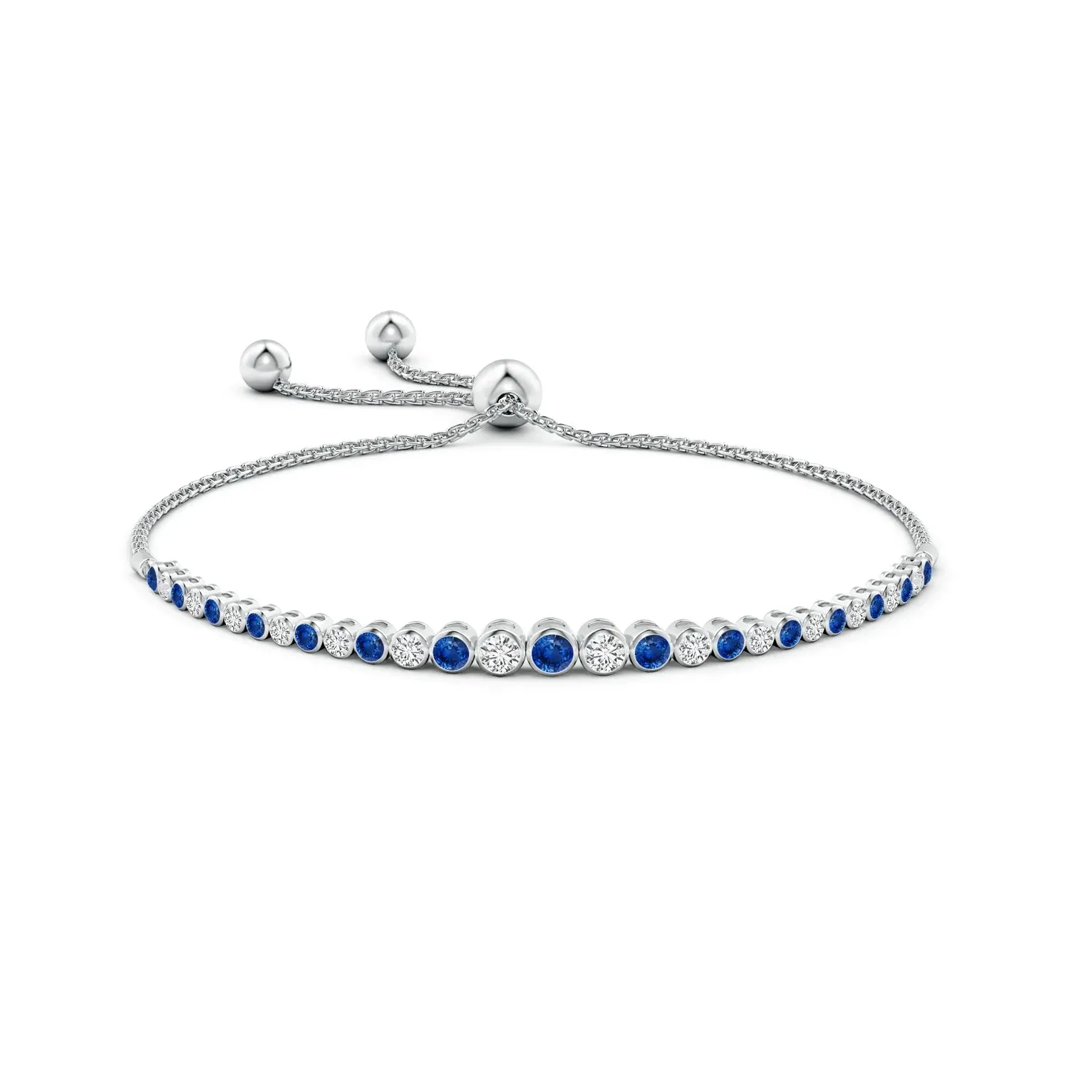 1.78 CT. Bezel-Set Blue Sapphire and White Sapphire Bolo Bracelet sold by MSBLUE Jewelry product image thumbnail 2
