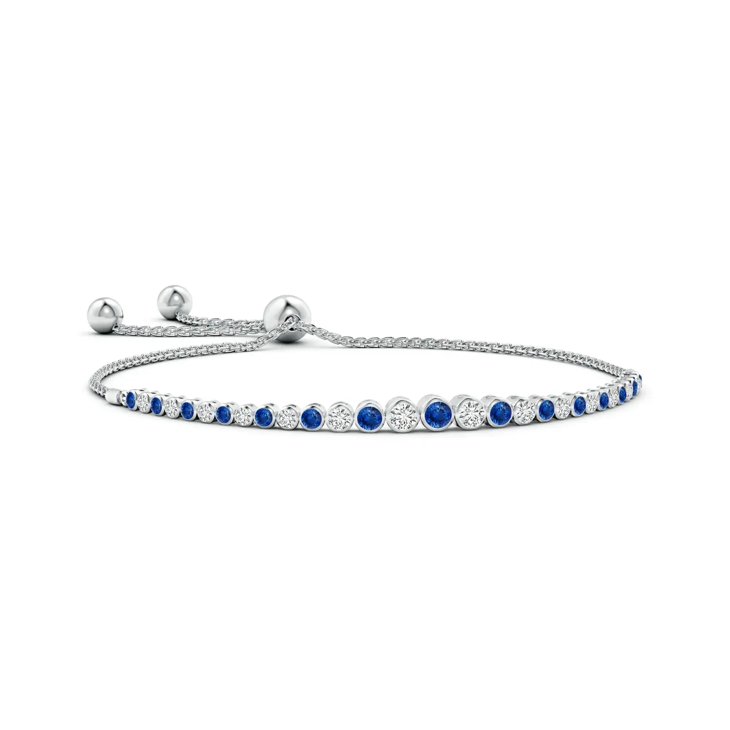 1.78 CT. Bezel-Set Blue Sapphire and White Sapphire Bolo Bracelet sold by MSBLUE Jewelry