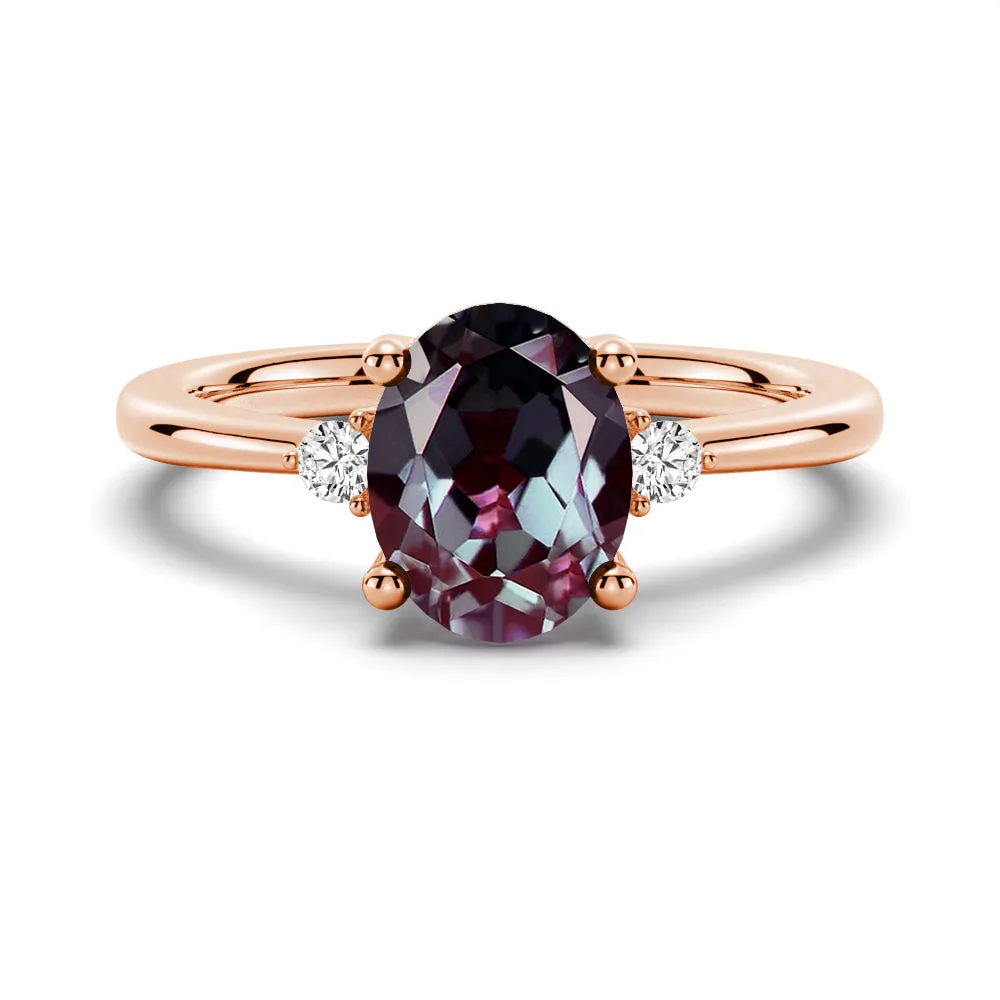 2 CT. Three Stone Oval Alexandrite Engagement Ring sold by MSBLUE Jewelry