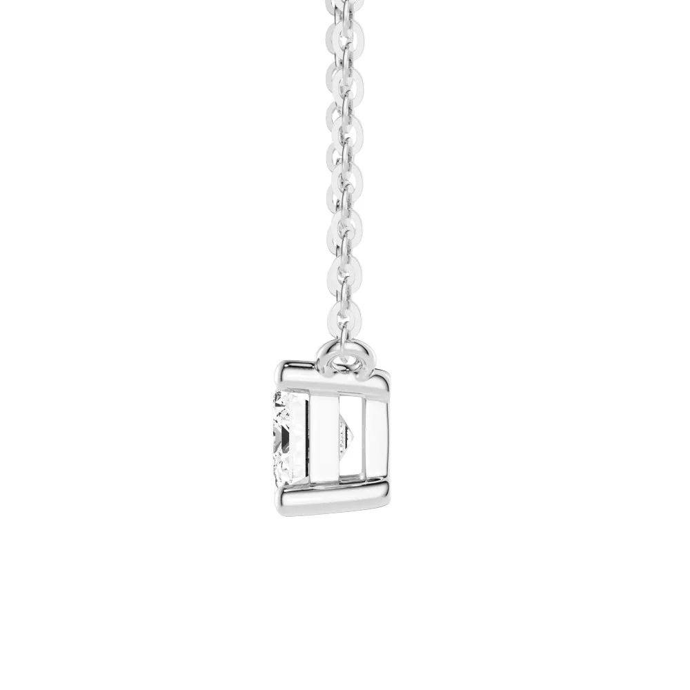 East West Emerald Cut Moissanite Solitaire Necklace sold by MSBLUE Jewelry product image thumbnail 4