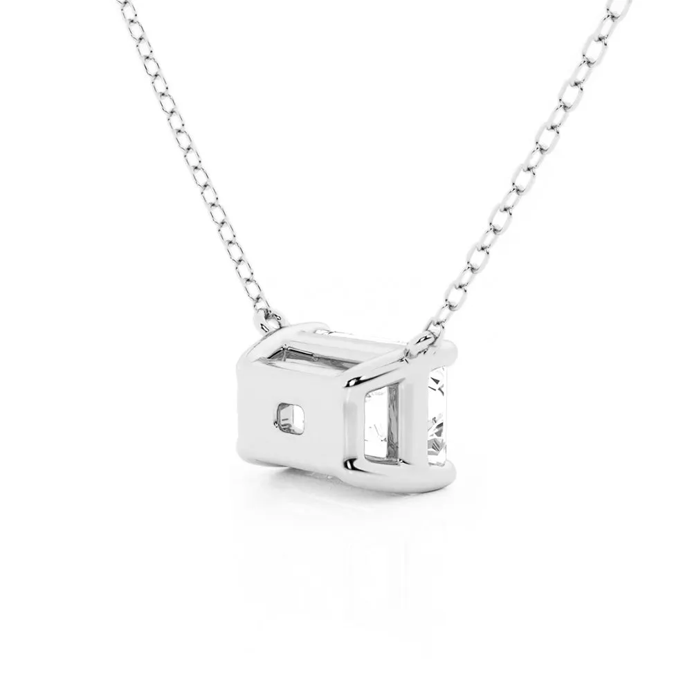 East West Emerald Cut Moissanite Solitaire Necklace sold by MSBLUE Jewelry product image thumbnail 5