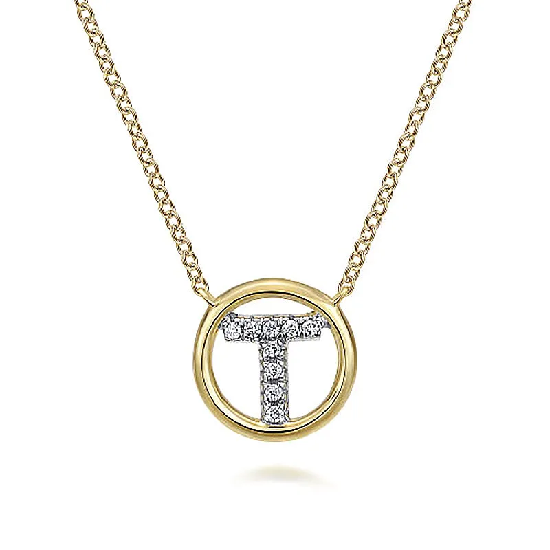 Round Pavé Initial T Pendant Necklace sold by MSBLUE Jewelry product image thumbnail 2